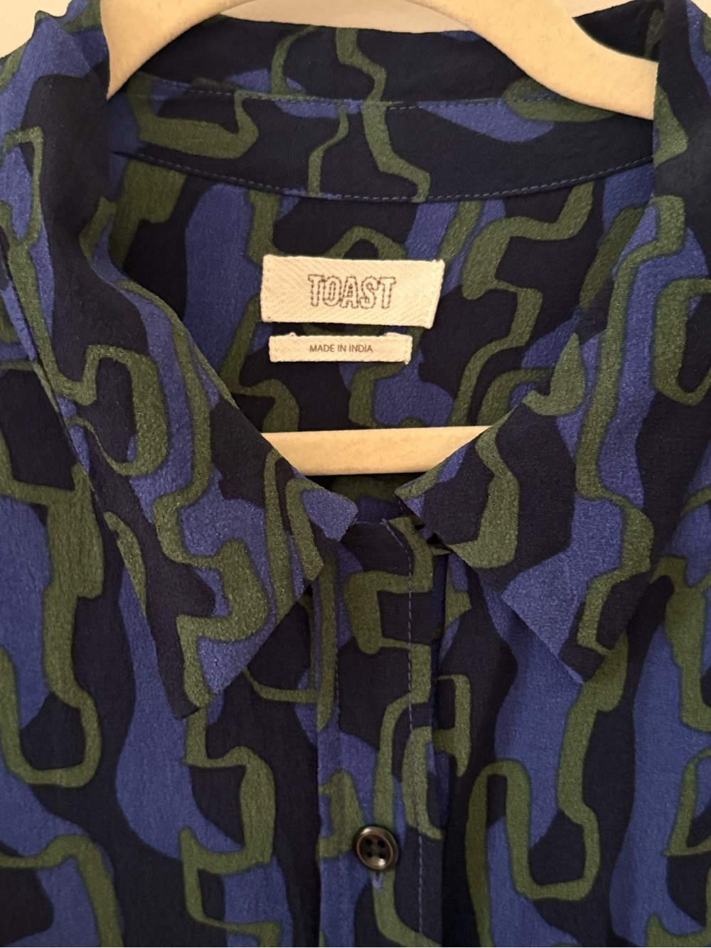 TOAST Navy & Olive Patterned Button-Up Shirt